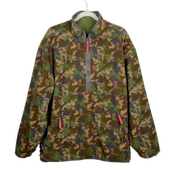 Chubbies Reversible Camouflage Pineapple Fleece Jacket Coat Green Large - Picture 1 of 15